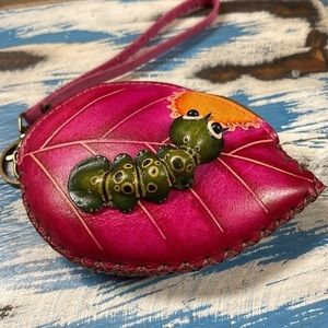 VIBRANT HANDMADE LEATHER COIN PURSE/ WRISTLET